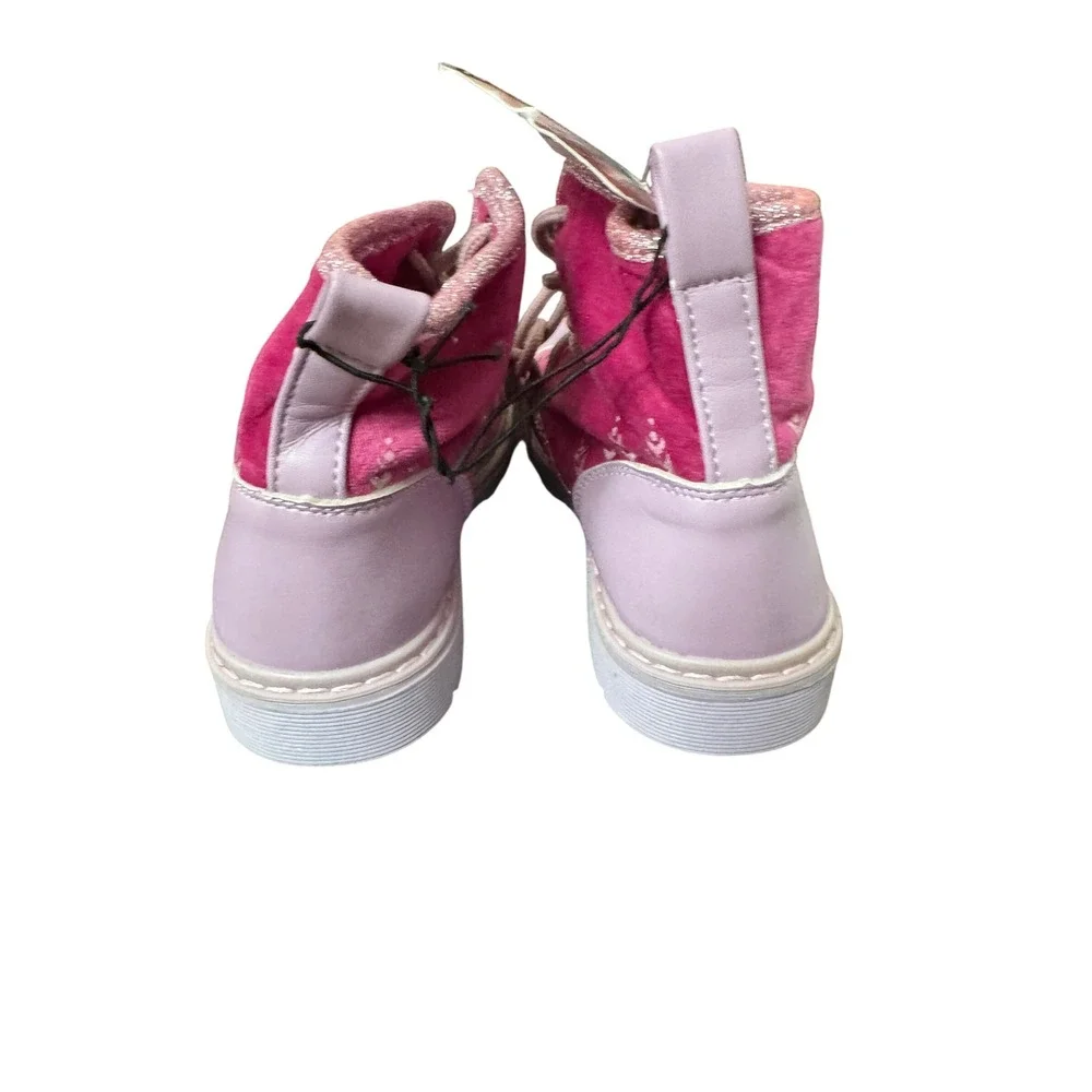 Disney Frozen II Boots Kids Size 1 Magenta Velvet Anna Elsa Combat ECFZ4031‎ NWT